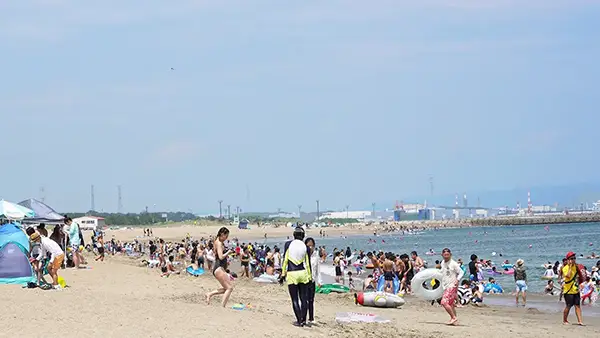 阿字ヶ浦海水浴場の様子