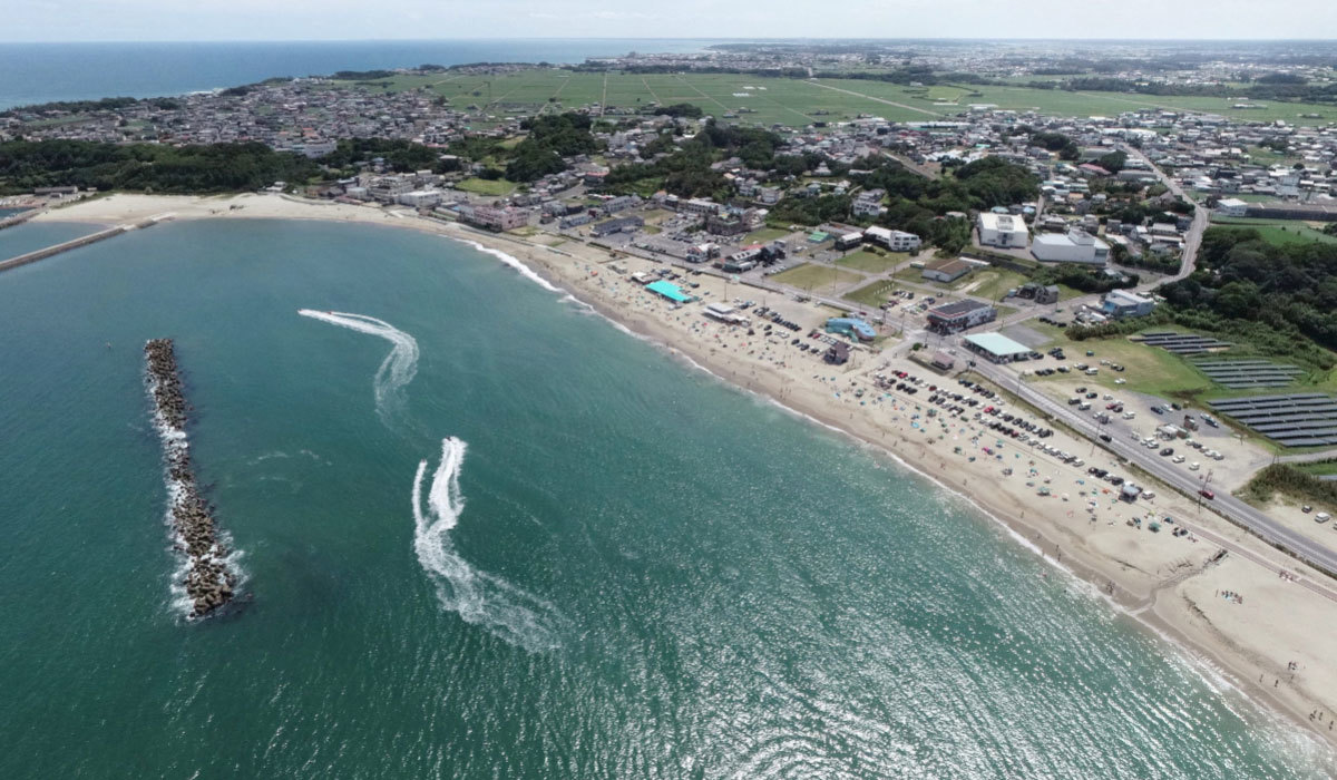 ひたちなか市観光スポットの阿字ヶ浦海岸海水浴場