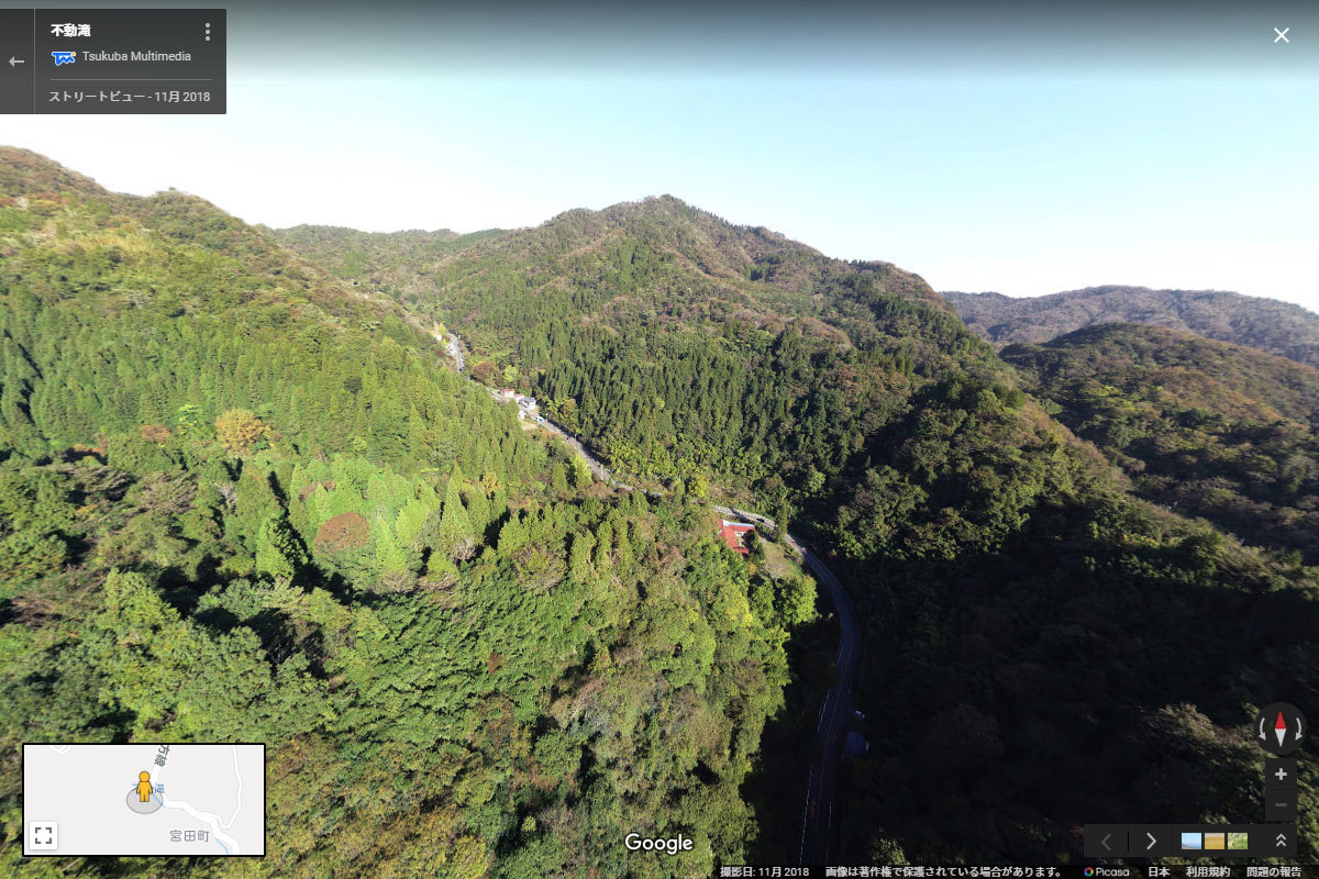日立市の赤沢不動滝おすすめ観光スポット空撮Googleストリートビュー