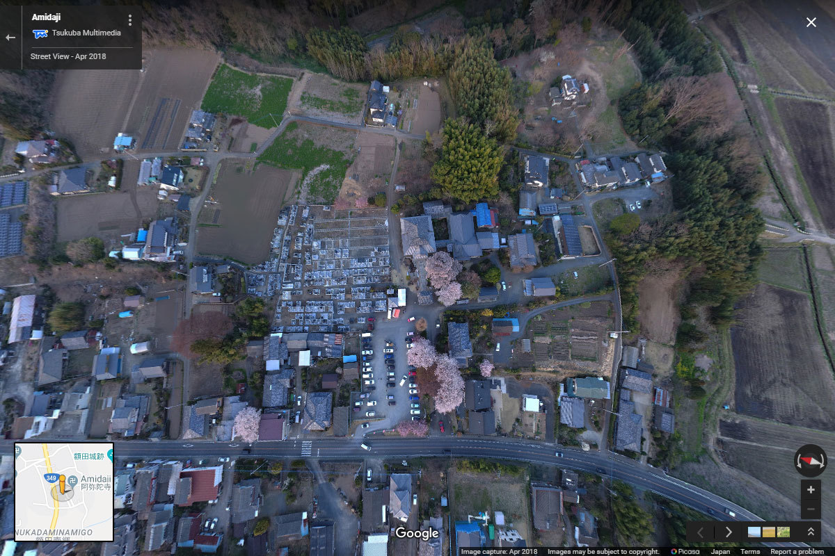 那珂市の阿弥陀寺おすすめ観光スポット空撮Googleストリートビュー