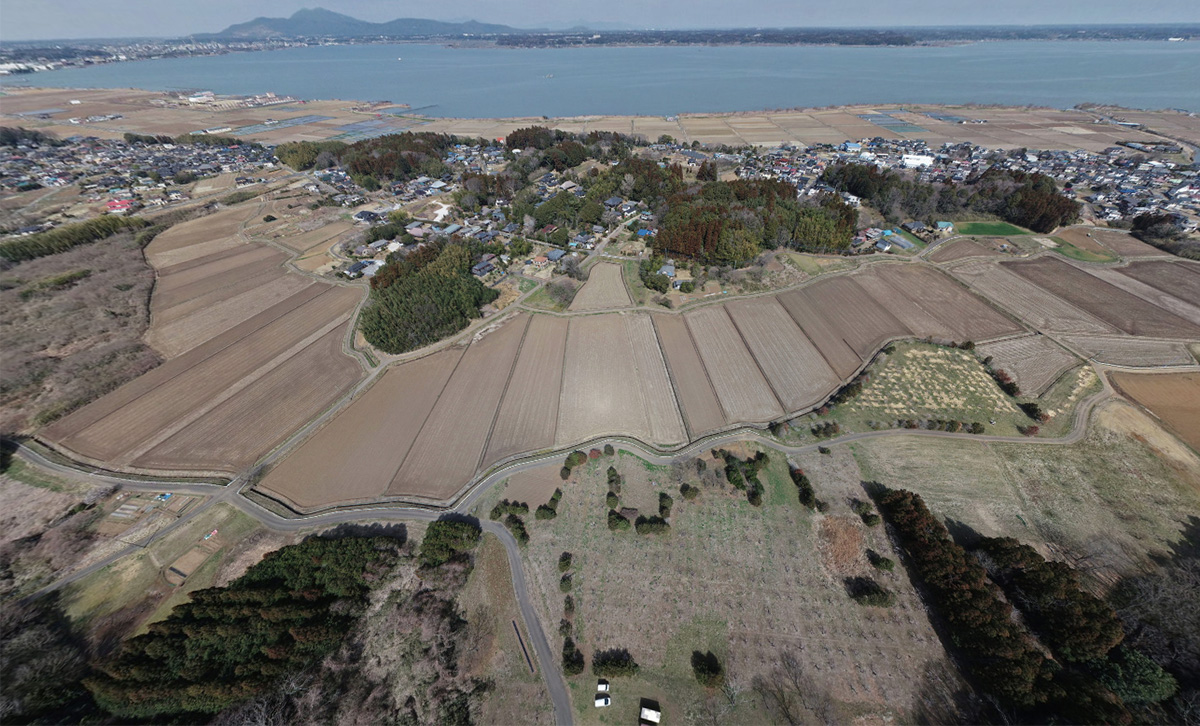 茨城県阿見町の島津梅林の空撮VR写真