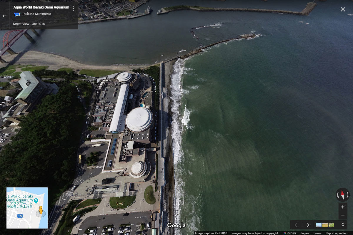 大洗町のアクアワールド茨城県大洗水族館おすすめ観光スポット空撮Googleストリートビュー