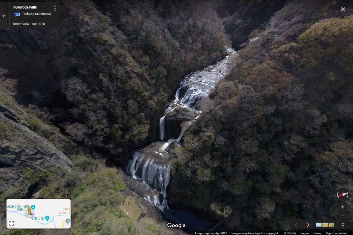 大子町の袋田の滝おすすめ観光スポット空撮Googleストリートビュー