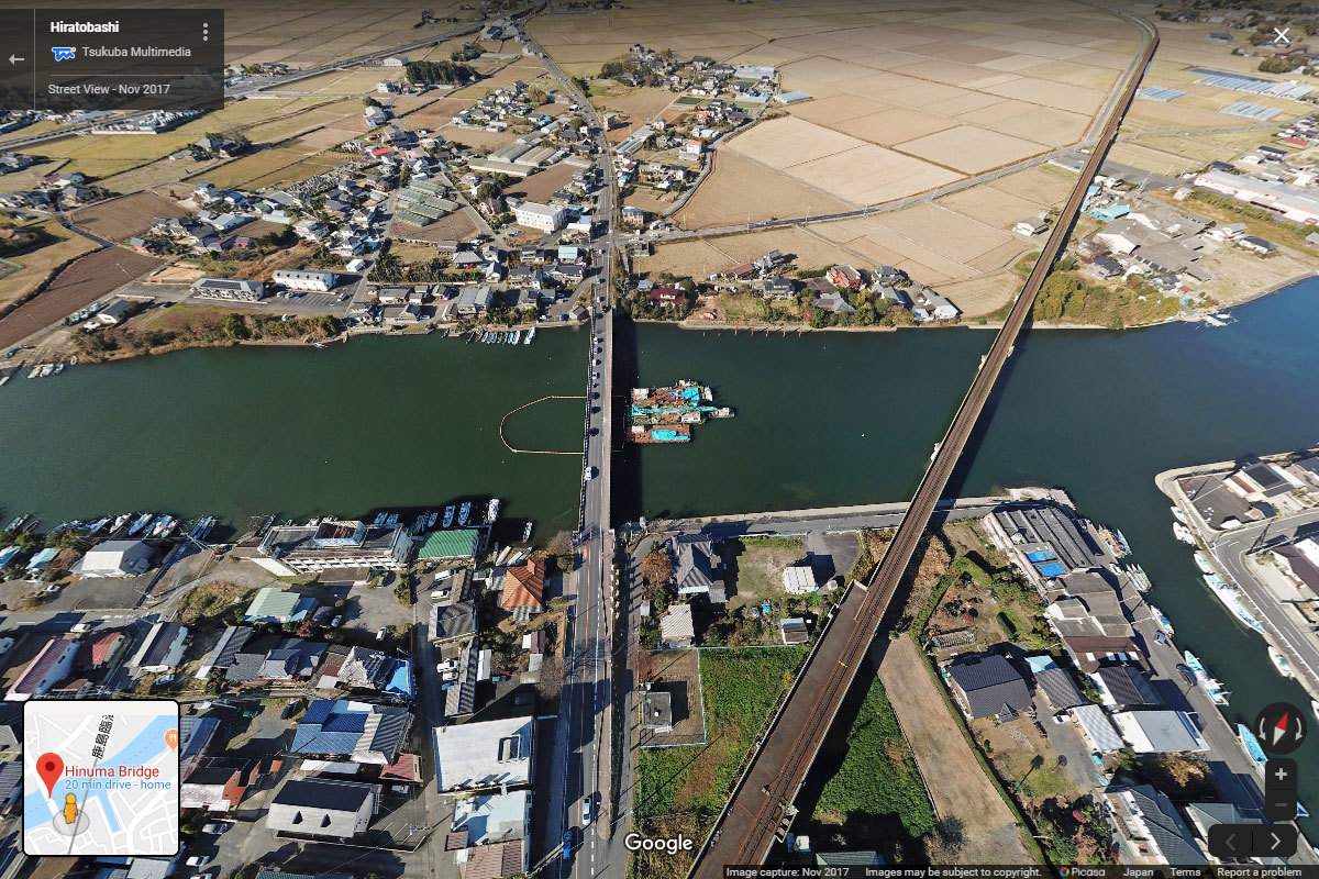 大洗町の涸沼橋おすすめ観光スポット空撮Googleストリートビュー