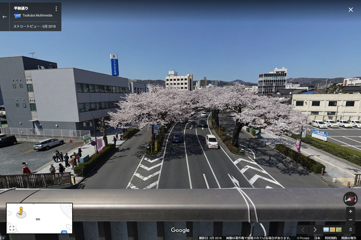日立市の日立駅前通り桜のおすすめ観光スポットGoogleストリートビュー