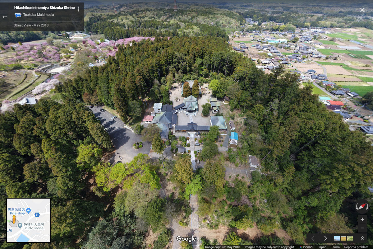 那珂市の常陸国二宮 静神社おすすめ観光スポット空撮Googleストリートビュー