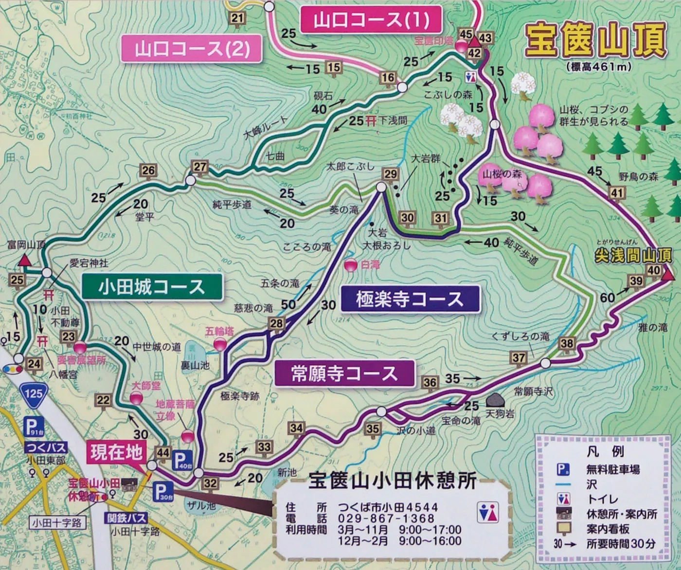 宝篋山の観光マップ表示