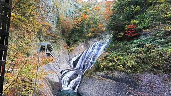 茨城県大子町の袋田の滝の紅葉