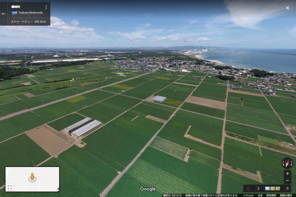 ひたちなか市の磯崎 芋畑おすすめ観光スポット空撮Googleストリートビュー