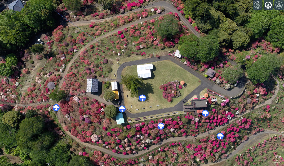 茨城県笠間つつじ公園の空撮写真