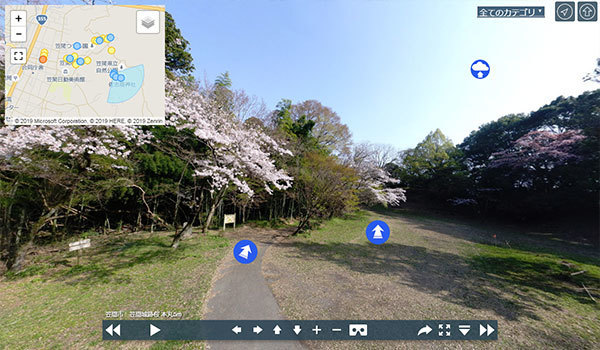 笠間市の笠間城跡の桜VRツアー