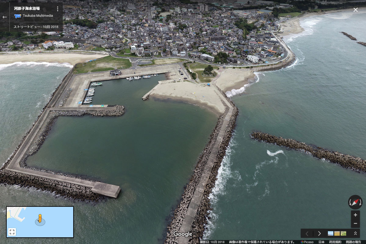 日立市の河原子海水浴場おすすめ観光スポット空撮Googleストリートビュー
