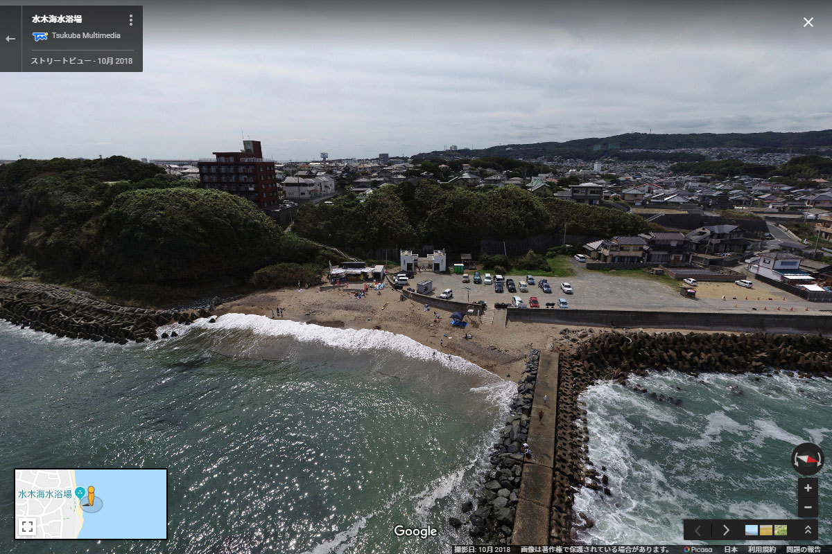 日立市の水木海水浴場おすすめ観光スポット空撮Googleストリートビュー