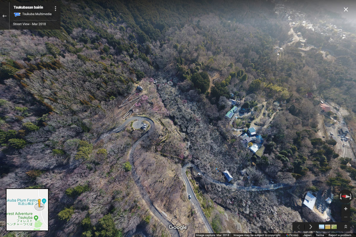 つくば市の筑波山梅林おすすめ観光スポット空撮Googleストリートビュー