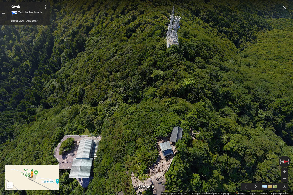 つくば市の筑波山 女体山山頂おすすめ観光スポット空撮Googleストリートビュー