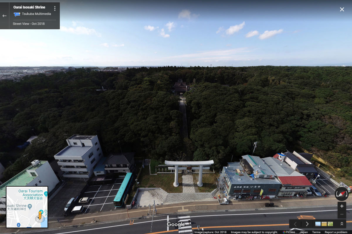 大洗町の大洗磯前神社おすすめ観光スポット空撮Googleストリートビュー