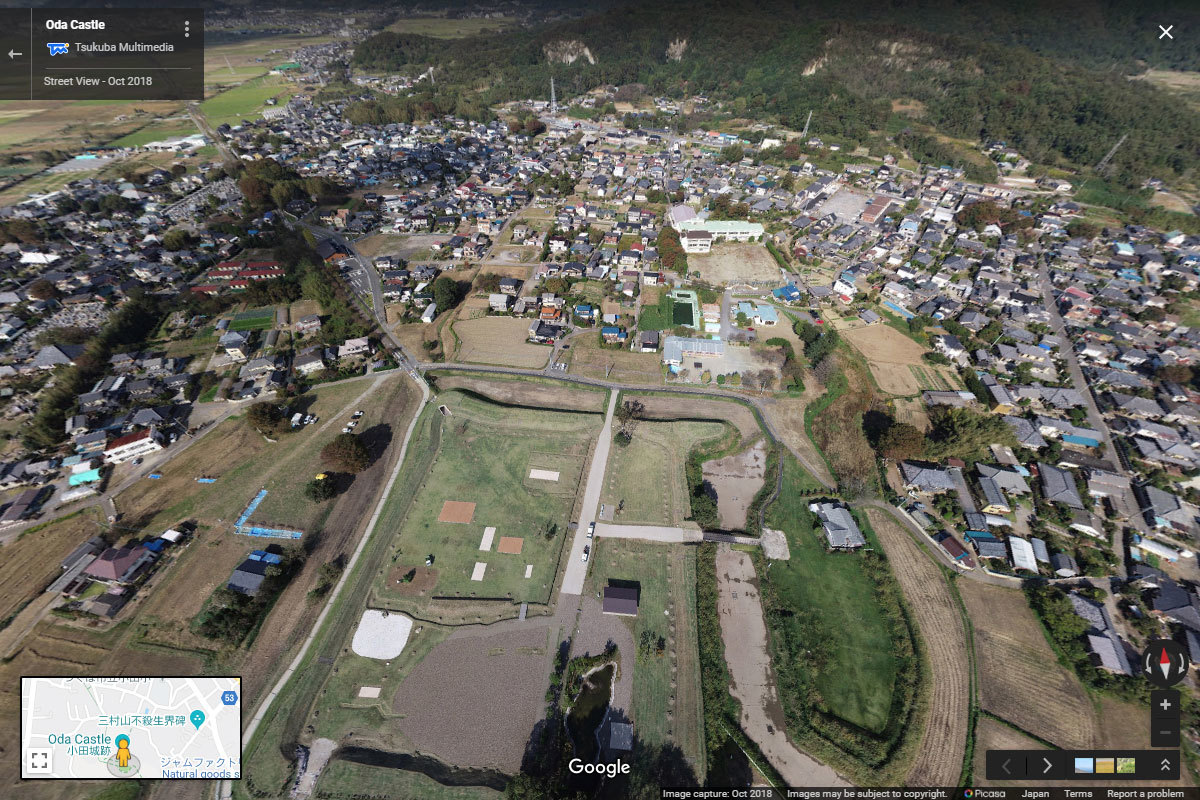 つくば市の小田城おすすめ観光スポット空撮Googleストリートビュー