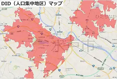 茨城VRツアーの人口集中地区マップ検索