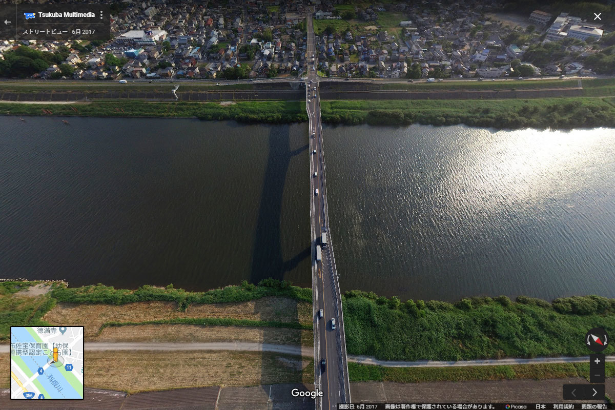 利根町の栄橋おすすめ地理・景観スポット空撮Googleストリートビュー