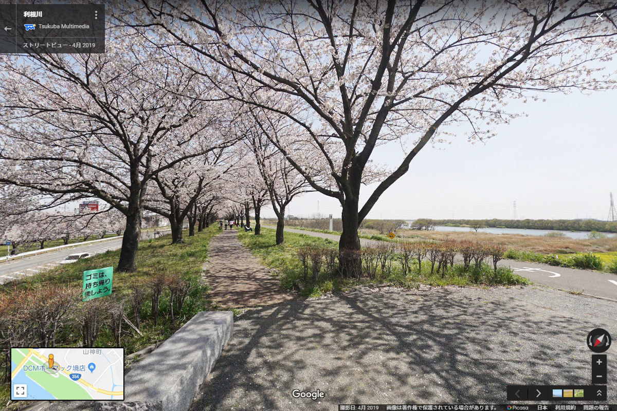 境町の利根川境町桜づつみおすすめ観光スポットGoogleストリートビュー