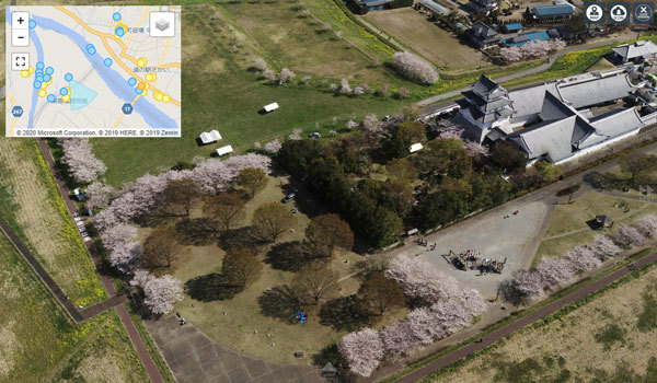 五霞町隣接観光地の関宿城の桜VRツアー