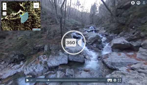 北茨城市の千猿の滝360度動画 
