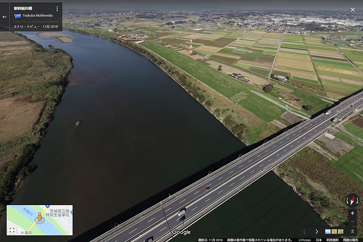 五霞町の新利根川橋おすすめ観光スポット空撮Googleストリートビュー