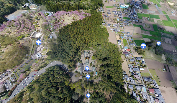 茨城県那珂市 常陸国二宮 静神社の空撮360VRツアー