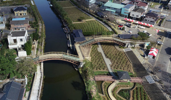 潮来市おすすめ観光スポットの水郷潮来あやめ園の太鼓橋