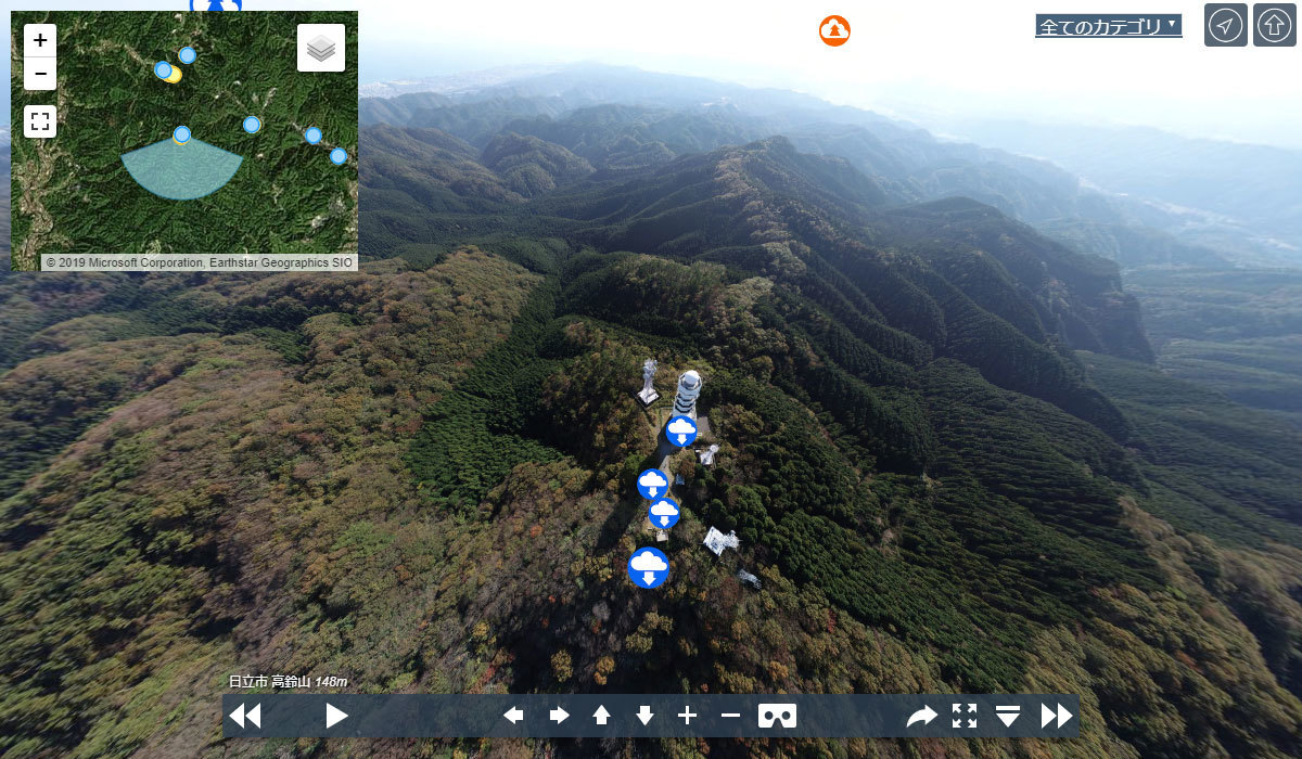 日立市登山名所の高鈴山の空撮写真