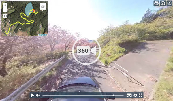 桜川市の富谷山ふれあい公園への道の360度動画