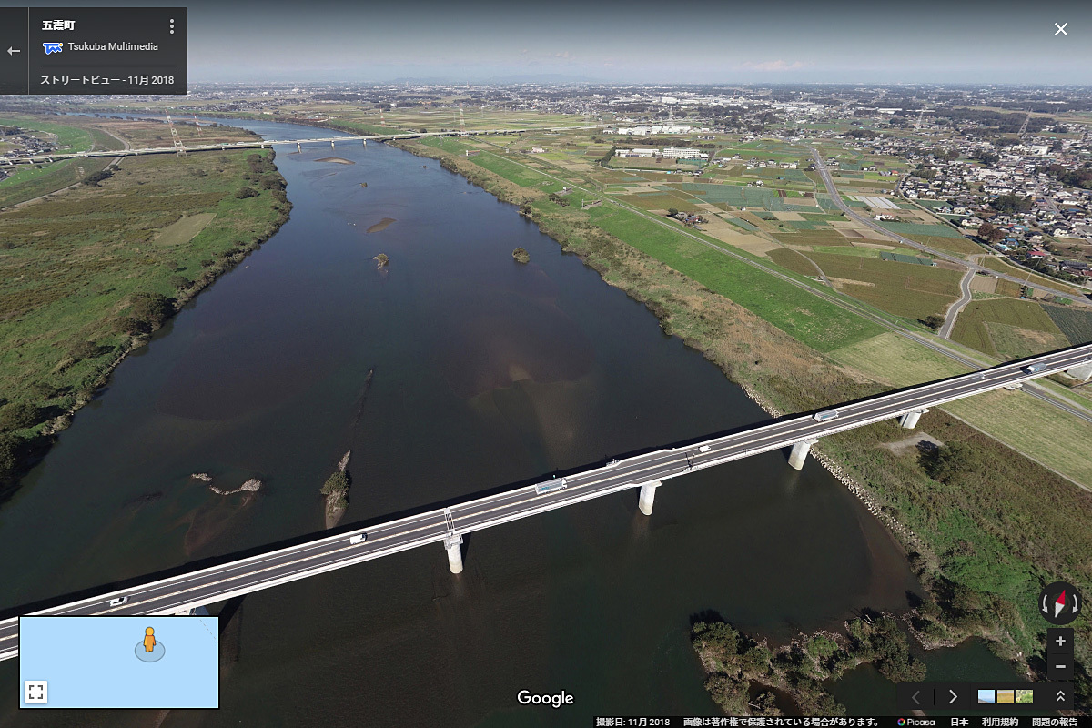 五霞町の利根川と圏央道おすすめ観光スポット空撮Googleストリートビュー