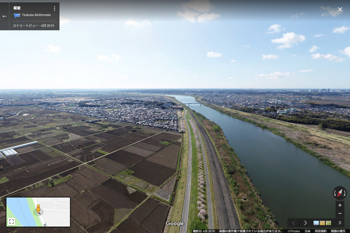 利根町の利根川桜づつみおすすめ観光スポット空撮Googleストリートビュー