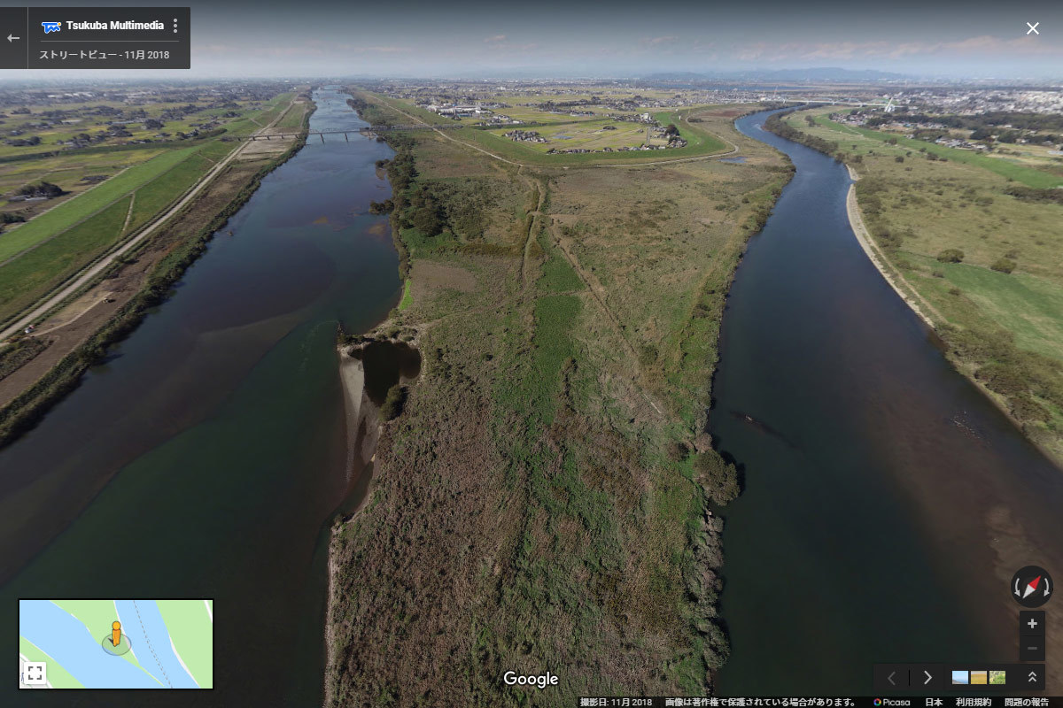古河市の利根川・渡良瀬川合流地点おすすめ観光スポット空撮Googleストリートビュー