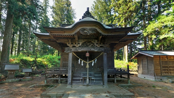 A scenic photo of the Kintsu Shrine Haiden in Machitsuki and a link to the VR tour