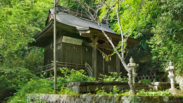 Scenic photos of the Konnyaku Shrine torii gate in Daigo Town and a link to a VR tour.