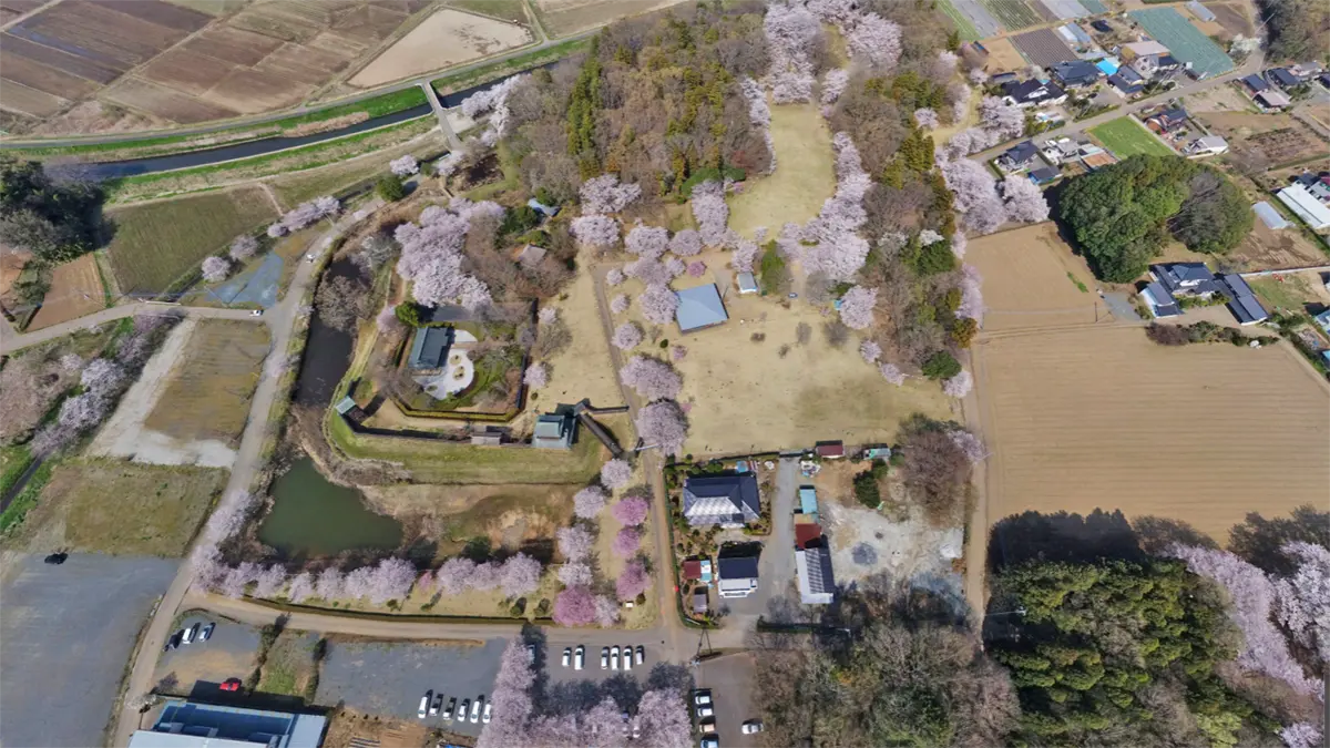 逆井城址公園の空撮景観写真とVRツアーのリンク